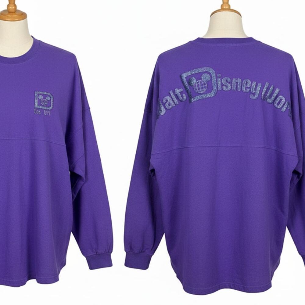 Disney Parks Spirit Jersey XS Y2K Iridescent Puffy Purple Potion‎ Oversized Tee